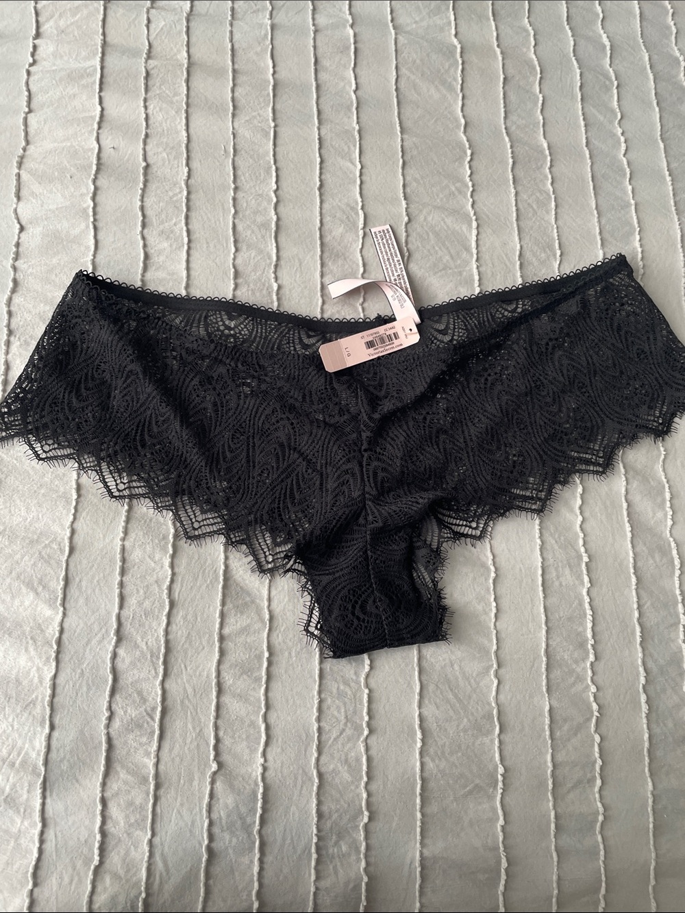 New With Tags Victoria’s Secret very sexy cheeky panty, black lace, size large